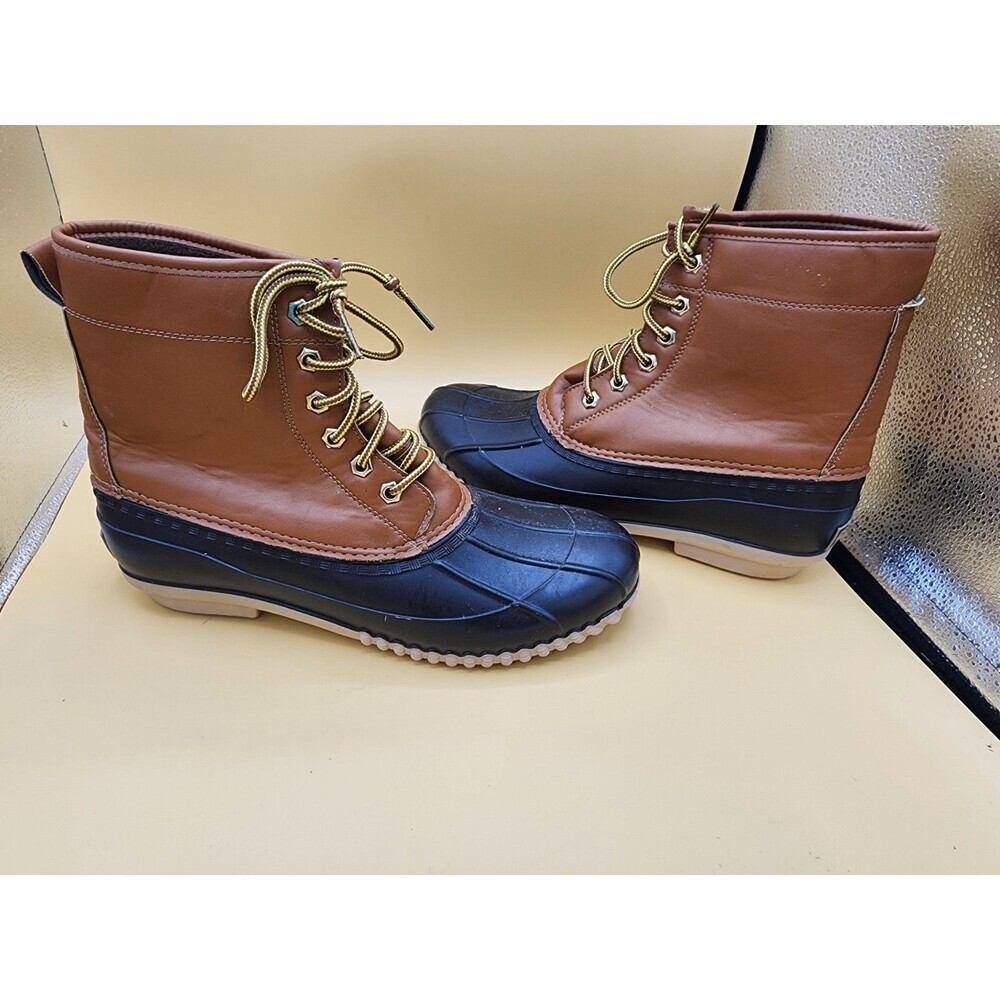 CANYON CREEK Duck Boots Women's Sz 12 Unisex Waterproof Brown Faux Leather & Fur